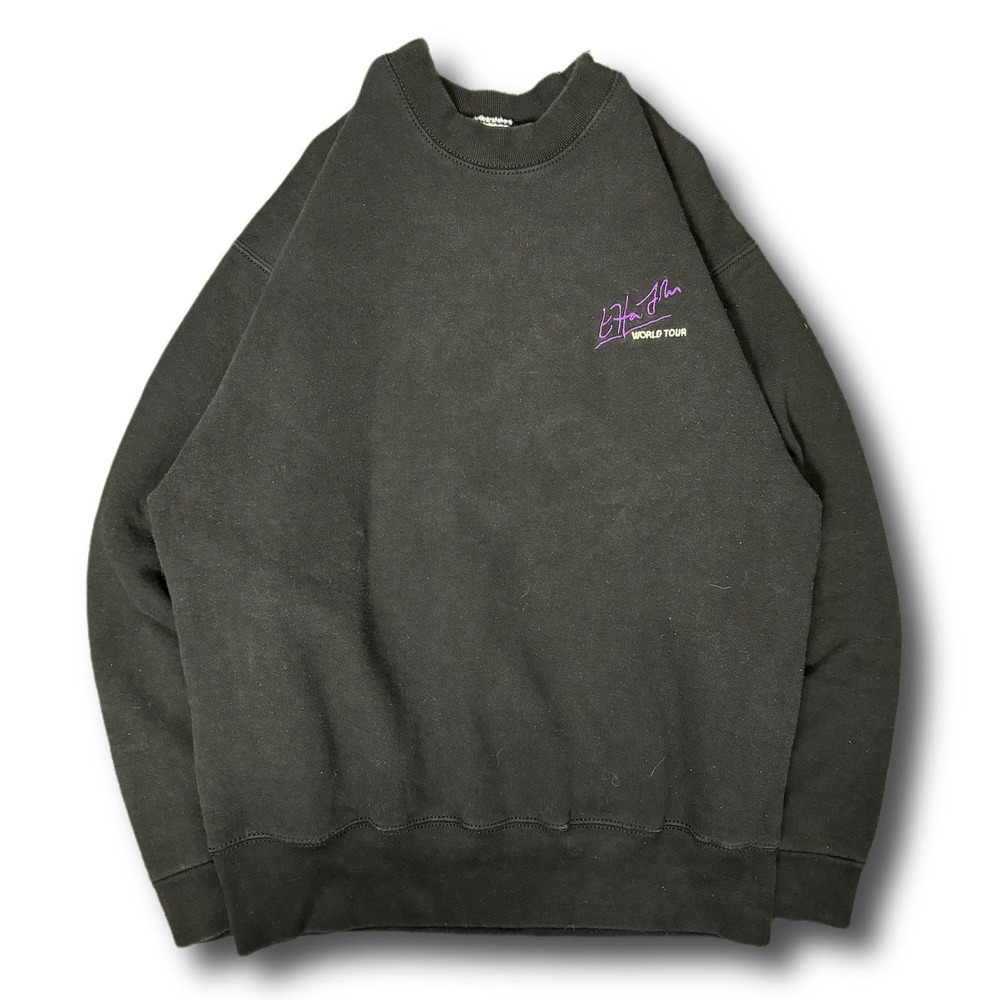 Elton John World Tour 90s Vintage Black Embroidered Crewneck